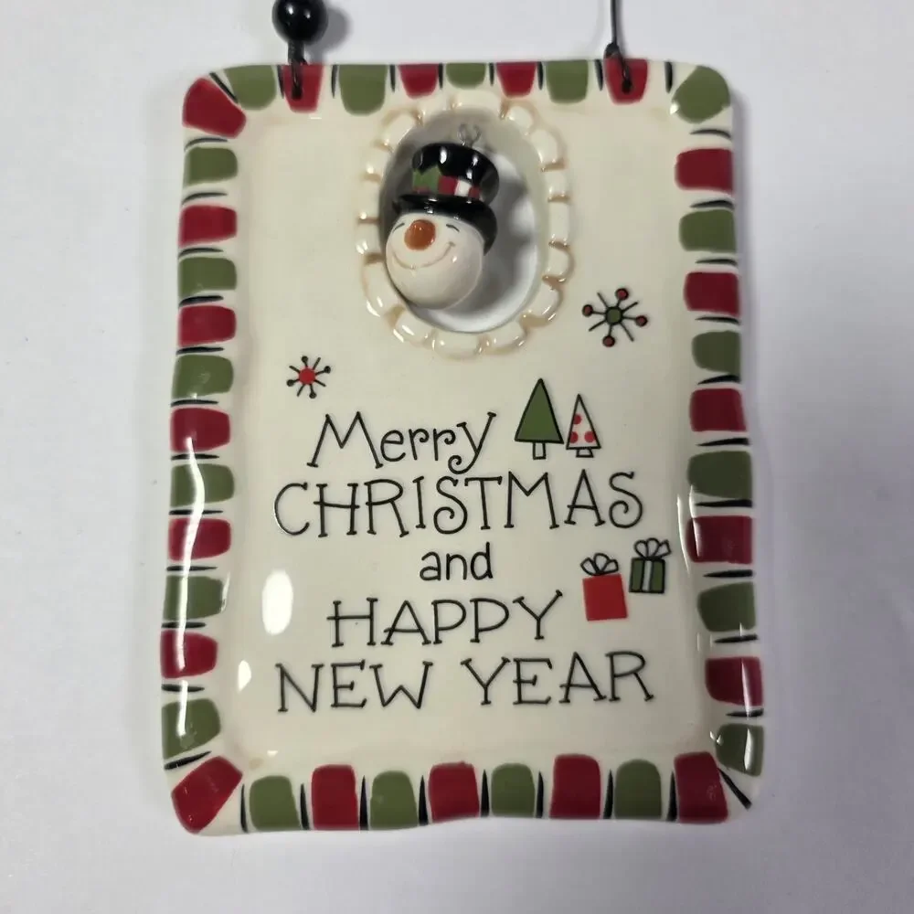 Grasslands Road Ceramic Christmas Hanging Signs Snowman Holiday Plaques Lot 2